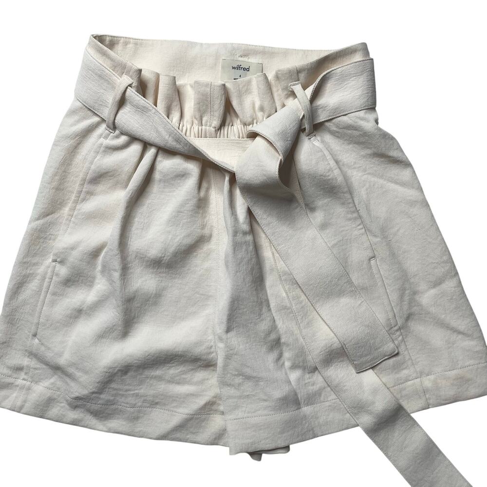 Aritzia Wilfred Paper Bag High Waist Belted Shorts Light Birch Size 4 Women's